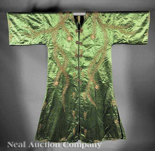 Appraisal: A Chinese Padded Green Silk Surcoat early th c front