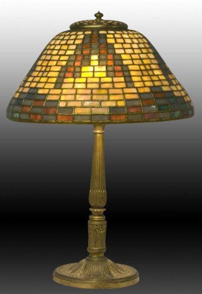 Appraisal: Vintage Signed Tiffany Indian Pattern Lamp Base Description Lamp diameter