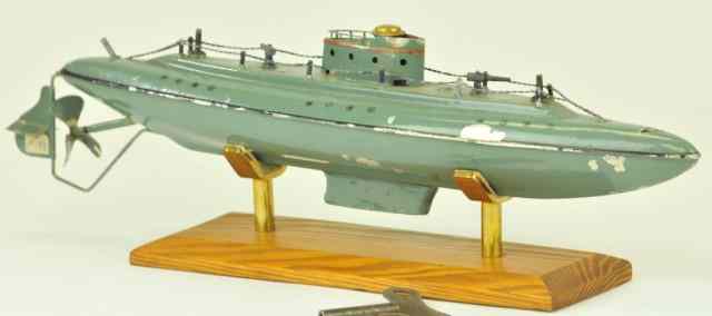 Appraisal: FLEISHMANN SUBMARINE Germany c painted in green overall wire rope