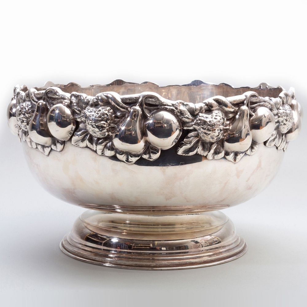 Appraisal: Topazio Portuguese Silver Plate Punch Bowl x in diam Condition