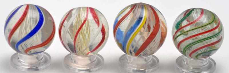 Appraisal: Lot of White Latticino Swirl Marbles Description Nice group of