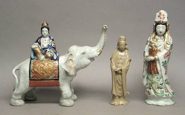 Appraisal: Three porcelain figures of Kannon One without overglaze enamel decoration