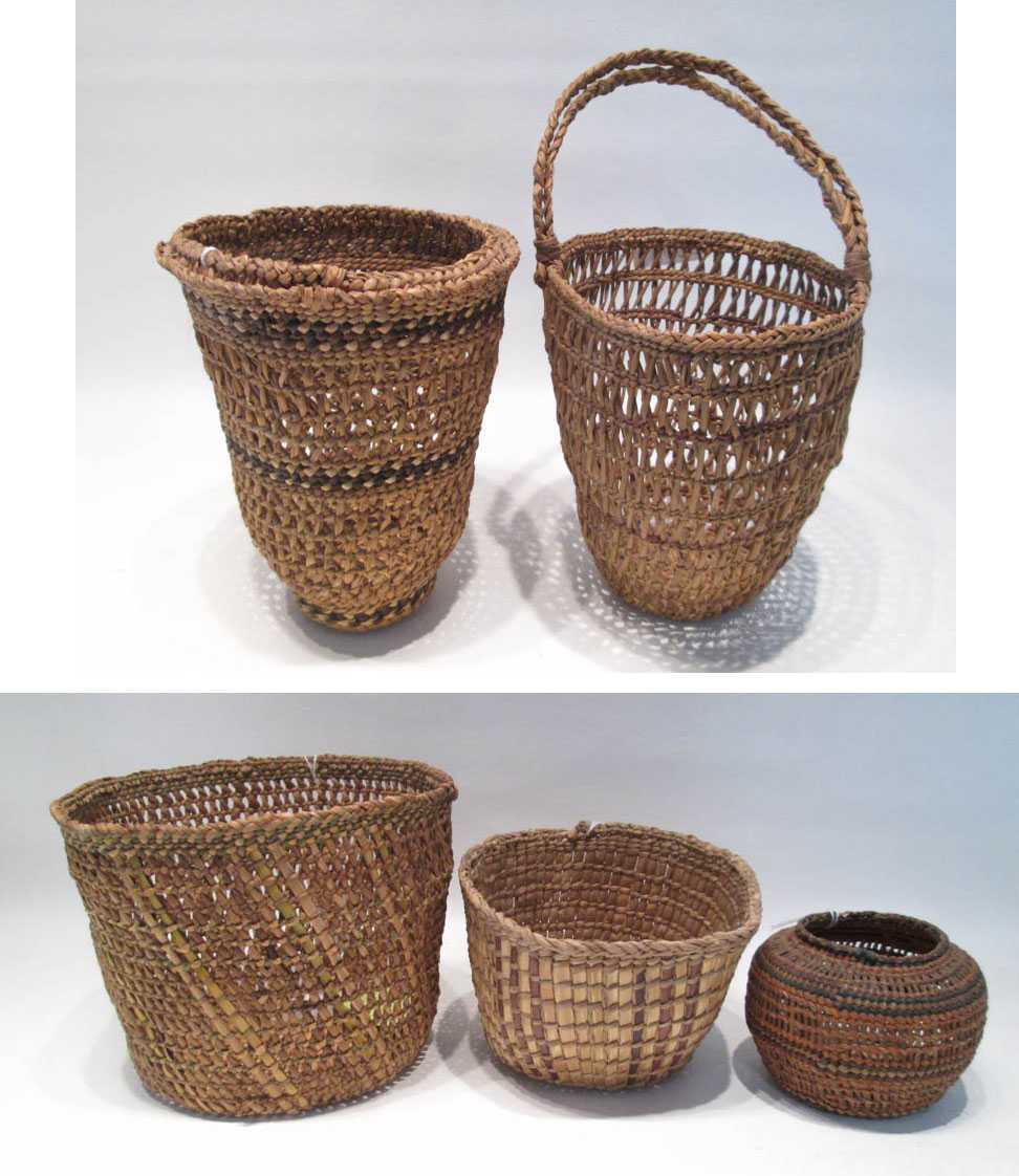 Appraisal: FIVE NORTHWEST NATIVE AMERICAN BASKETS including two Grand Ronde open