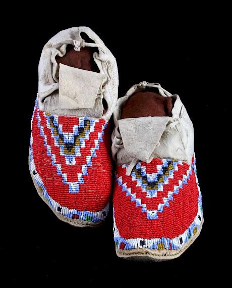 Appraisal: Sioux Native American Beaded Moccasins This is a pair of