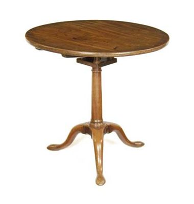 Appraisal: A George II mahogany tripod table the circular tilt-top revolving