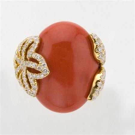 Appraisal: Coral and Diamond Ring Estimate -