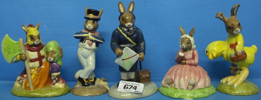 Appraisal: Royal Doulton Bunnykins Figures Air Controller DB With Cert Horn