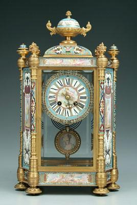 Appraisal: Enameled Tiffany shelf clock urn above dome top with champlev