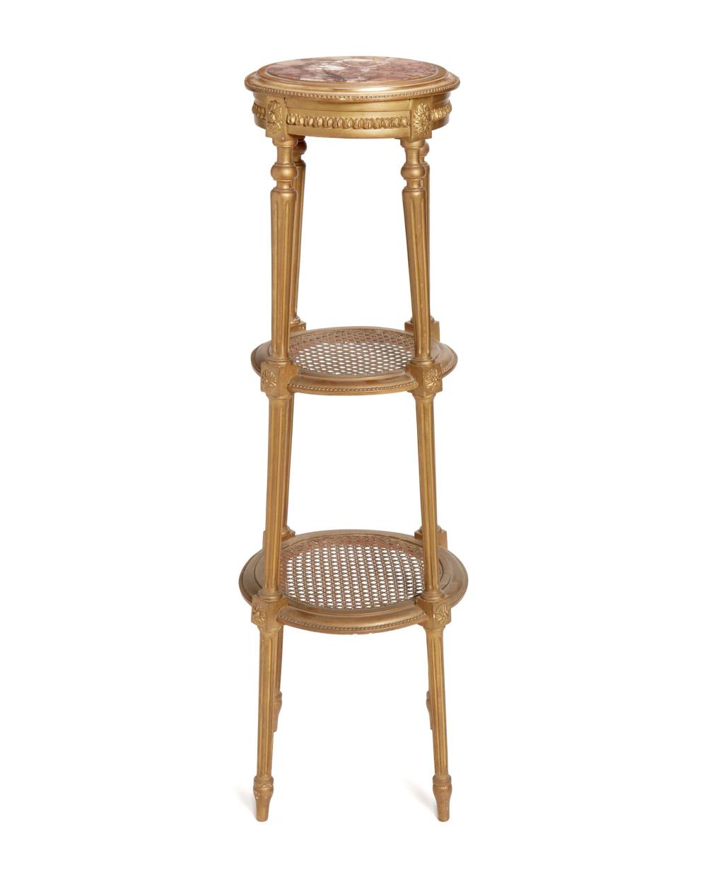 Appraisal: A French Louis XVI-style carved giltwood stand First-half th Century