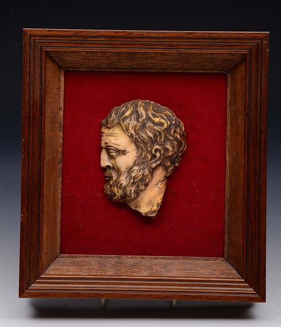 Appraisal: A MARBLE SILHOUETTE PROFILE of a hirsute classical male subject