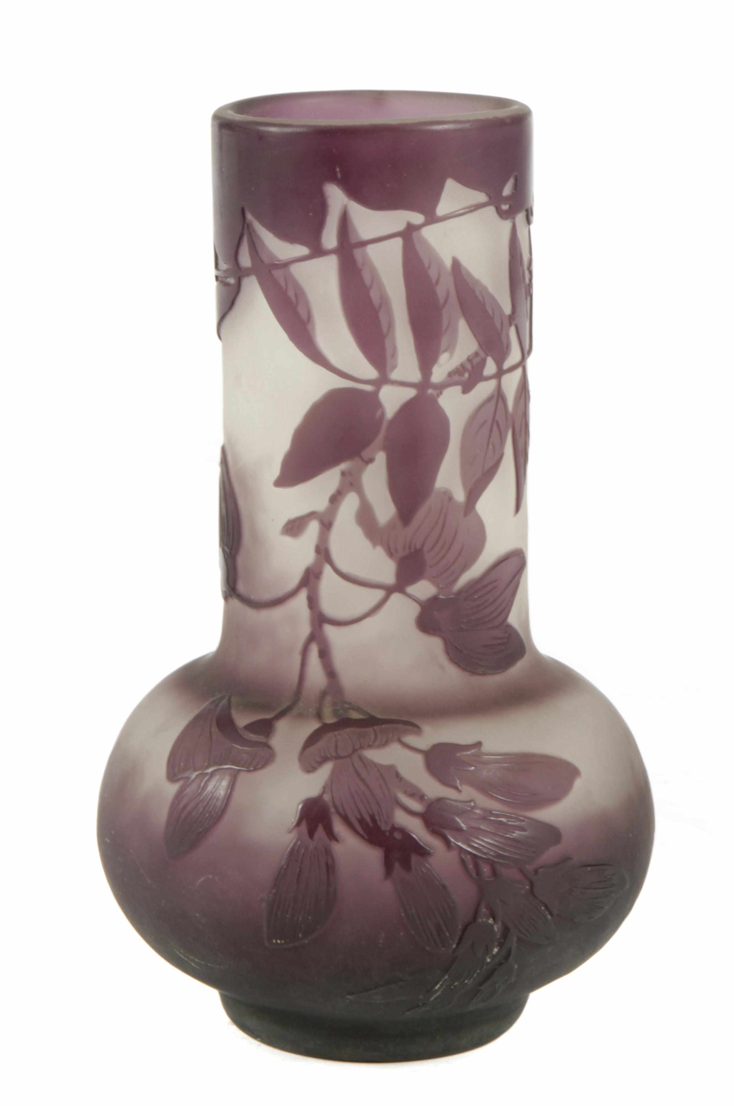 Appraisal: A Gall cameo glass Sweet Pea vase circa signed Gall