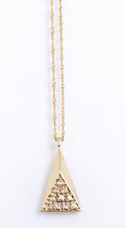 Appraisal: K Yellow Gold Triangular Pendant the end mounte K Yellow