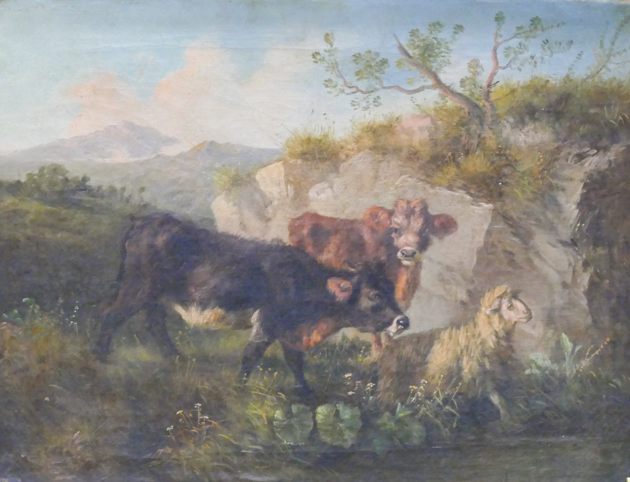 Appraisal: Antique European Pastoral Scene Oil on Canvas Gilt Framed ''x