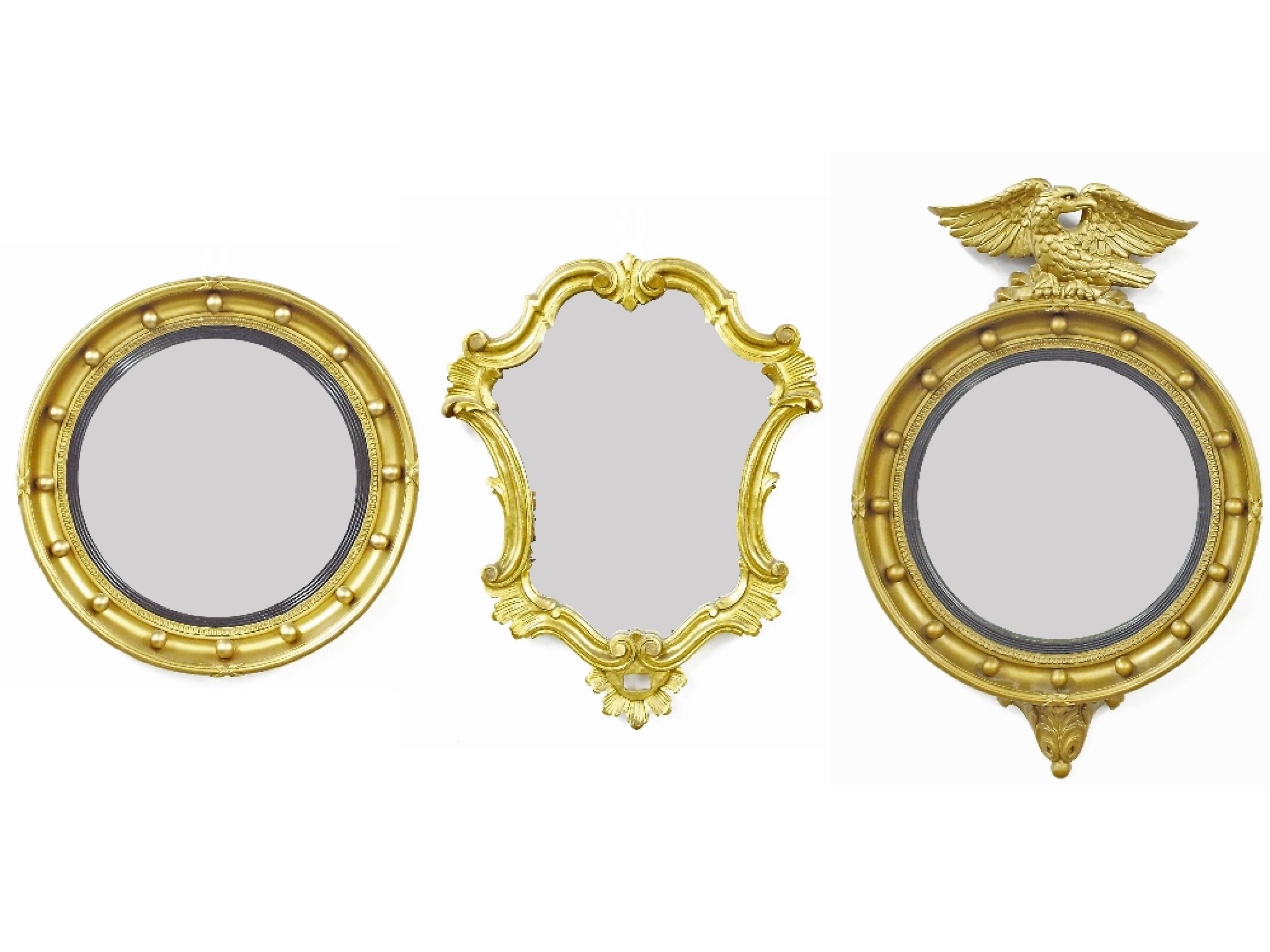 Appraisal: Regency style gilt framed convex mirror with eagle finial high