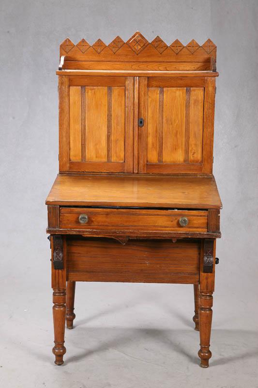 Appraisal: STEPBACK DESK Oak with a blind door top and a