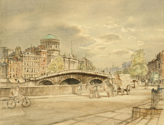 Appraisal: Patrick Hall British - Four Courts Signed Patrick Hall l