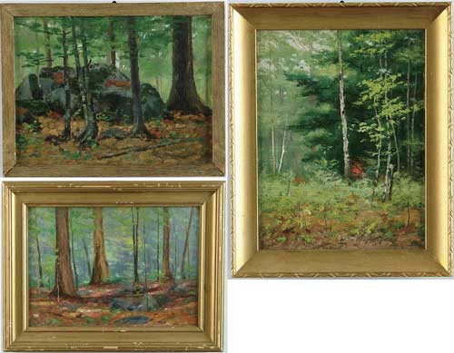 Appraisal: FREDERICK H DANIELS American - THREE PAINTINGS SAM S WOODS