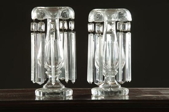 Appraisal: PAIR OF CUT GLASS LUSTERS American mid th century Clear