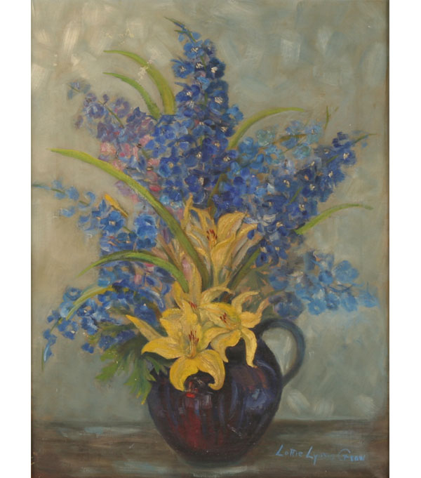 Appraisal: Lottie Lyons Grow American - Floral still life oil on