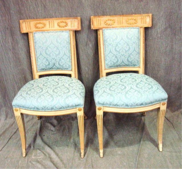 Appraisal: Pair of Neoclassical Style Decorated Italian Chairs From an East