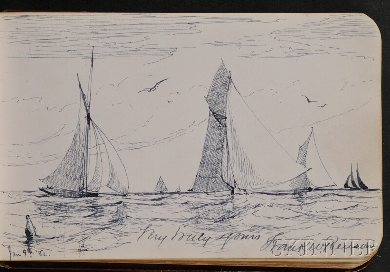 Appraisal: Autograph Sketchbook Salem Massachusetts Benson Frank Weston - including a