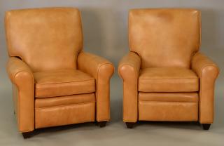 Appraisal: Pair of leather barcaloungers Pair of leather barcaloungers