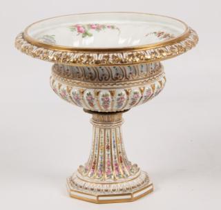 Appraisal: SIGNED SEVRES PORCELAIN FOOTED COMPOTE HAVING FLORAL PAINTINGS INSIDE BOWL