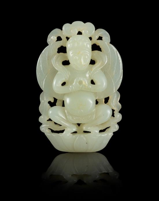 Appraisal: Sale Lot A Carved Jade Pendant depicting a deity seated