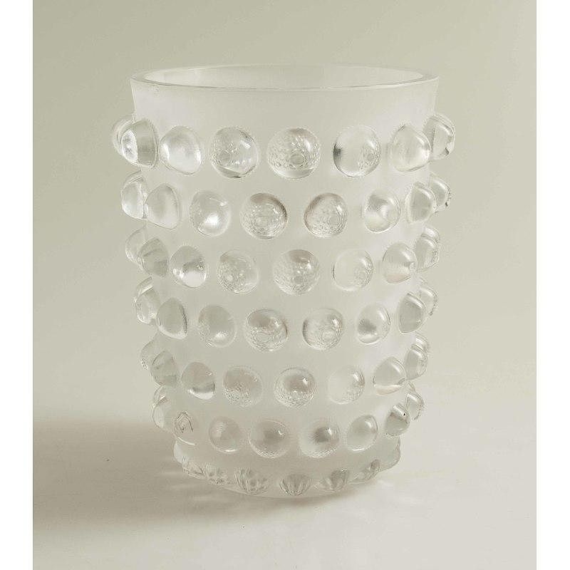 Appraisal: Lalique France Mossi Crystal Hobnail Vase Lalique Mossi frosted crystal