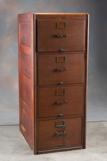 Appraisal: Antique quarter sawn oak four drawer File Cabinet manufactured by