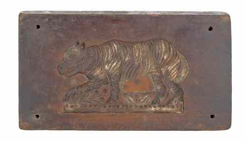 Appraisal: Continental carved springerle board th c with a tiger on