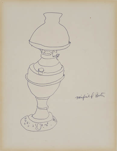 Appraisal: FAIRFIELD PORTER Oil Lamp Pen and ink on thin cream