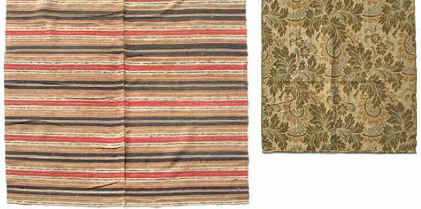 Appraisal: Two Kilim rugs and one piece of machine-made fabric size