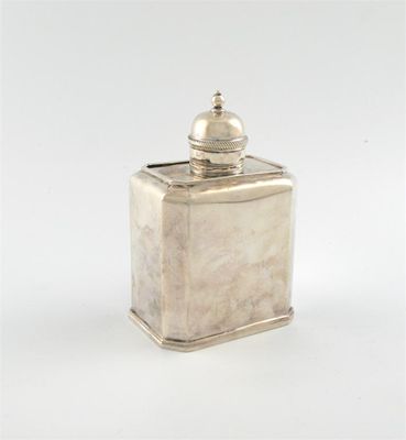 Appraisal: A George II silver hexagonal tea canister by Isabel Pero