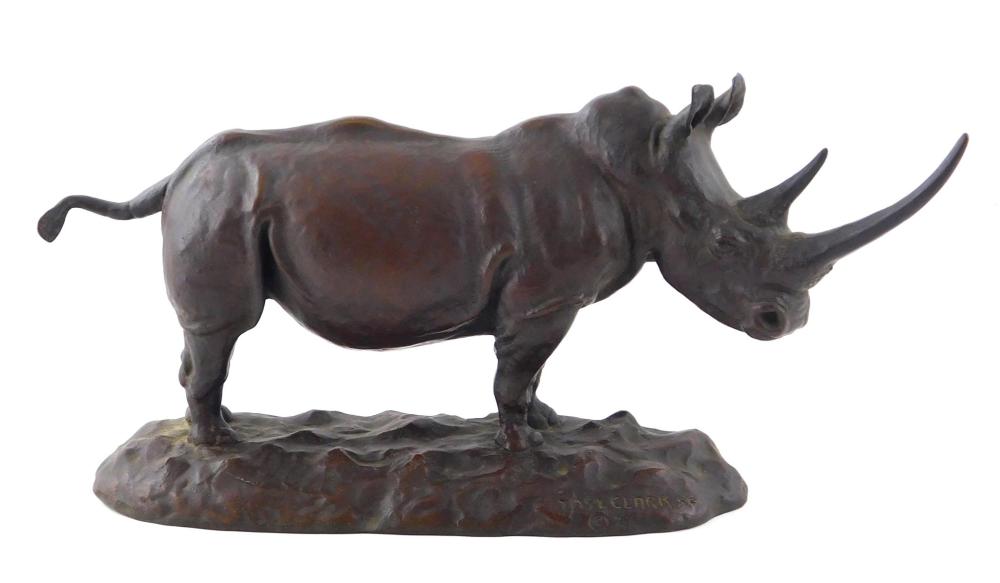 Appraisal: James Lippitt Clark - Rhinoceros bronze sculpture signed and dated