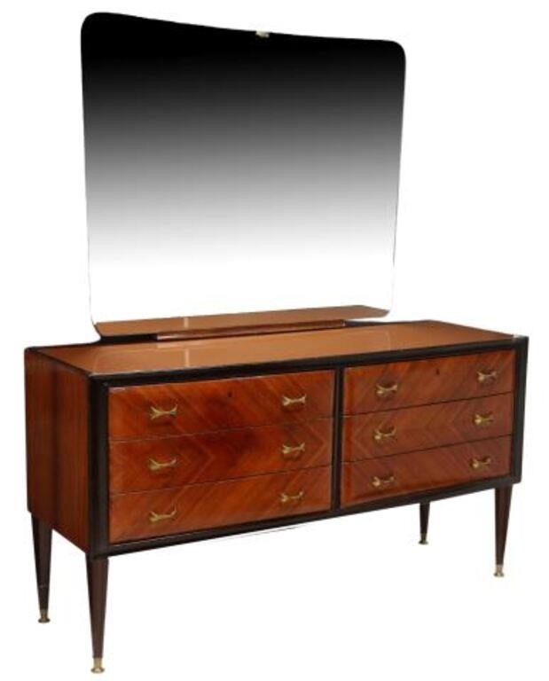 Appraisal: Italian mid-century modern rosewood chest of drawers c s frameless