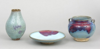 Appraisal: A Group of Three Jun Ware Style Pottery Jun Ware