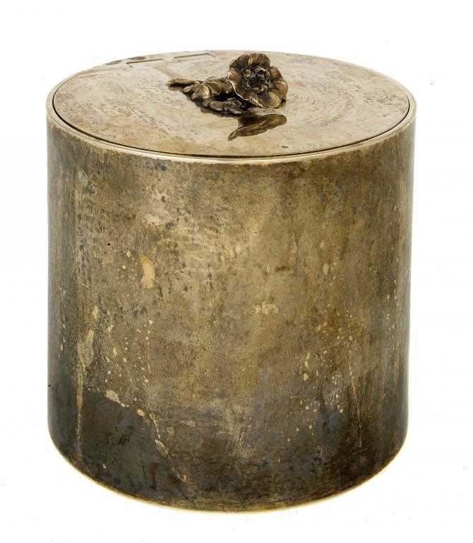 Appraisal: A GEORGE V SILVER BISCUIT BOX of plain cylindrical shape