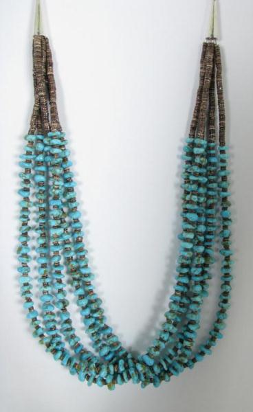 Appraisal: Santo Domingo five strand Turquoise Necklace with brown Heishi Sea