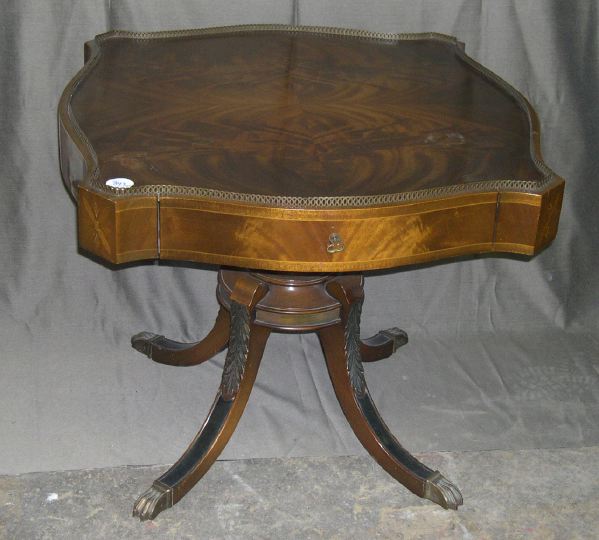 Appraisal: Regency-Style Mahogany Side Table the serpentine top fitted with a