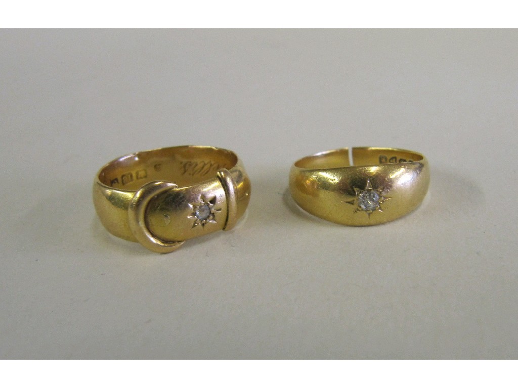 Appraisal: Two Victorian ct gold diamond set gypsy rings