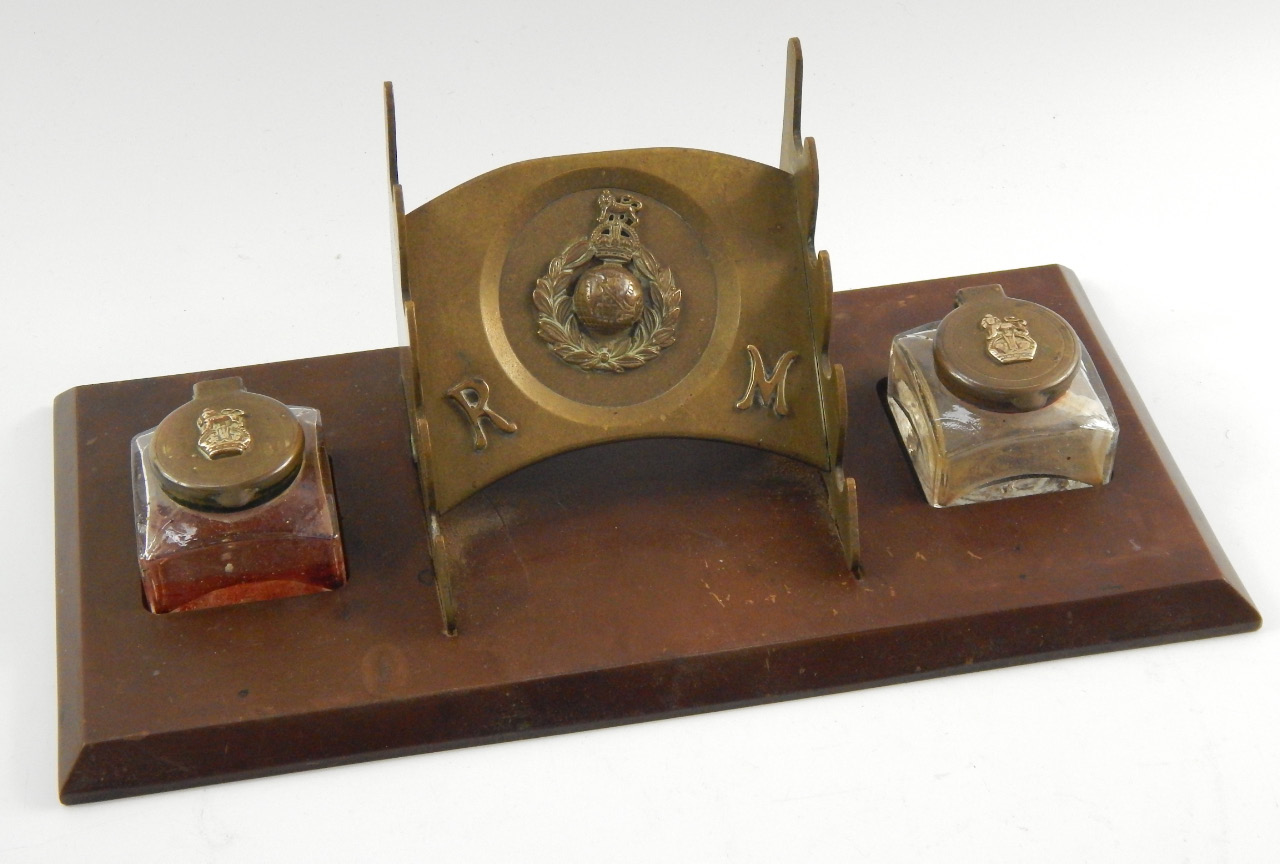 Appraisal: A Royal Marines desk stand early thC with a brass