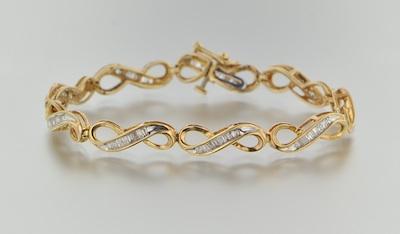 Appraisal: A Ladies' Diamond Bracelet k yellow gold -shape link bracelet