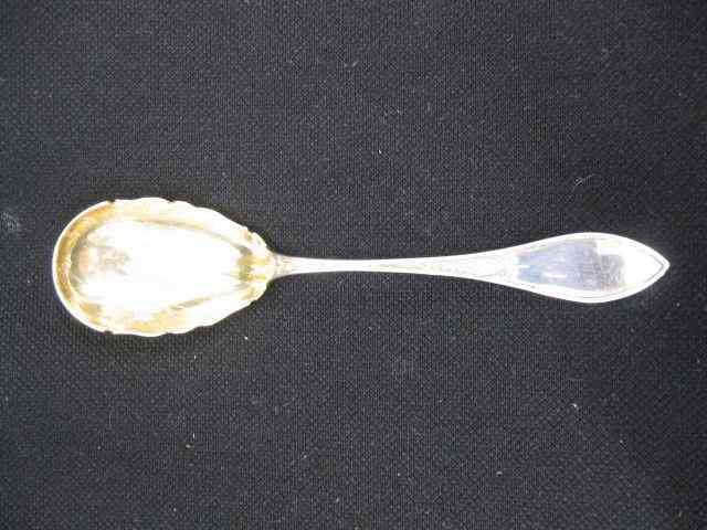 Appraisal: Wood Hughes Sterling Silver Jam or Sugarspoon fancy floral gold