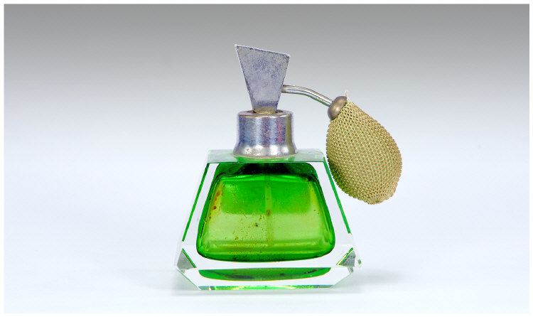 Appraisal: Art Deco Green Glass Perfume Bottle