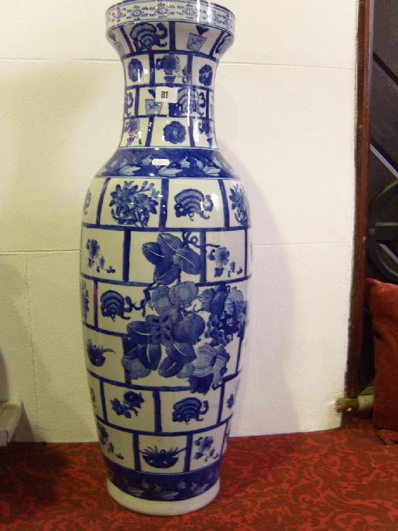 Appraisal: A substantial oriental blue and white vase with painted decoration