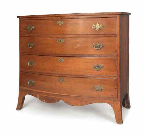 Appraisal: Pennsylvania Hepplewhite cherry bowfront chest of drawers ca h w