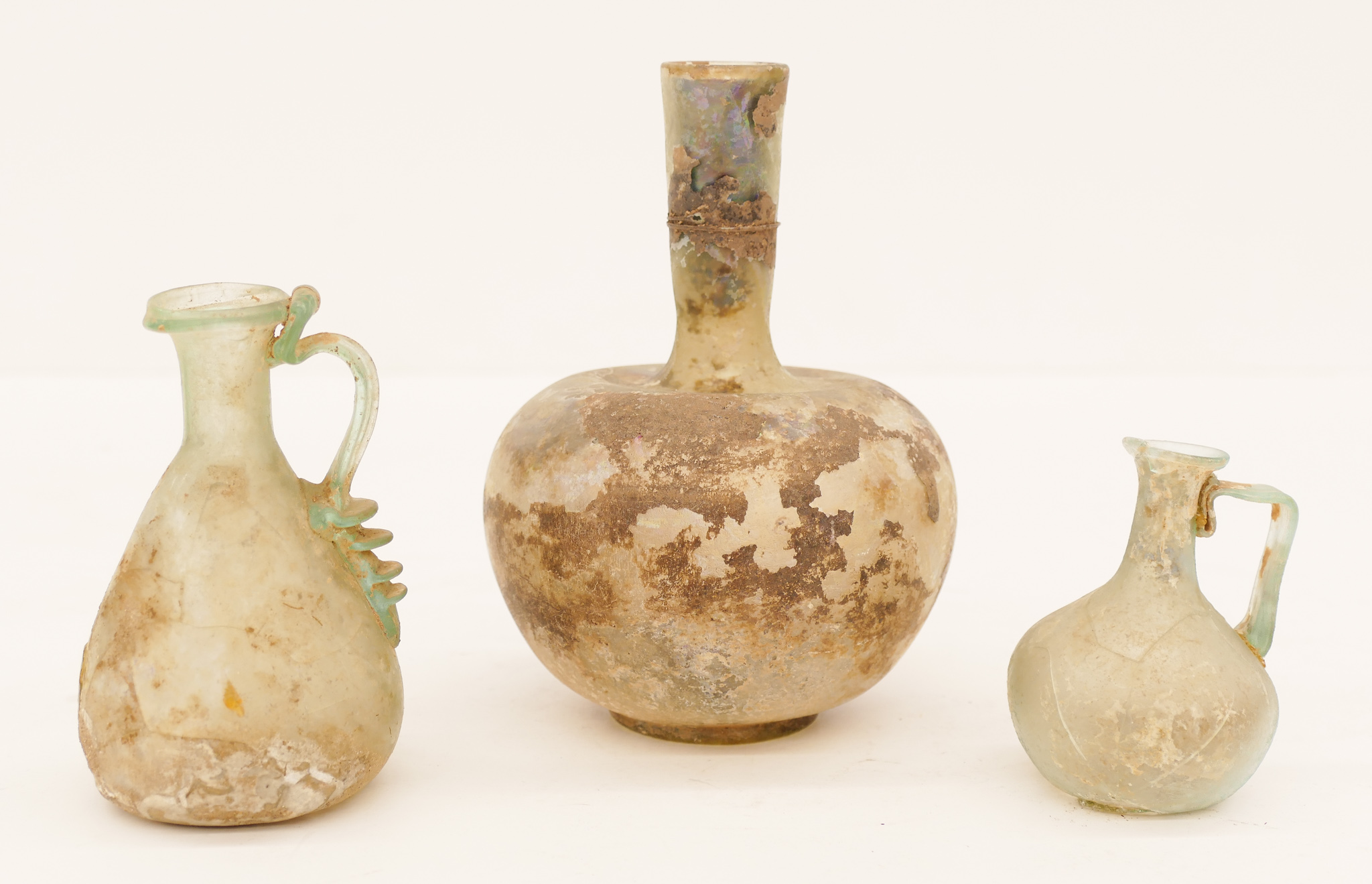 Appraisal: pc Ancient Roman Glass Small Vessels '' to '' Tall