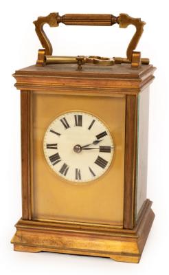 Appraisal: A late th Century French eight-day hour repeat carriage clock