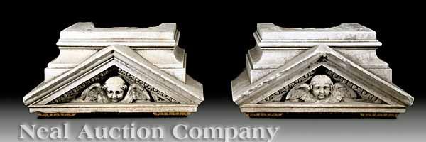 Appraisal: A Fine Pair of Antique Carved Carrara Marble Architectural Elements